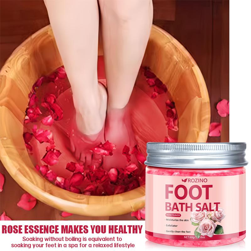 Rose & Sea Salt Foot Soak Salts 60g | Natural Exfoliating Dead Skin Remover, Soothing & Relaxing Bath Salts for Foot Care