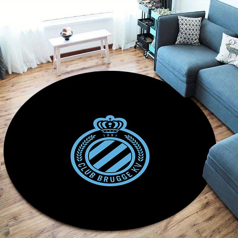 Club Brugge KV Round Area Rug,Carpet Rug for Living Room Bedroom Sofa Playroom Decor,Non-slip Floor Mat