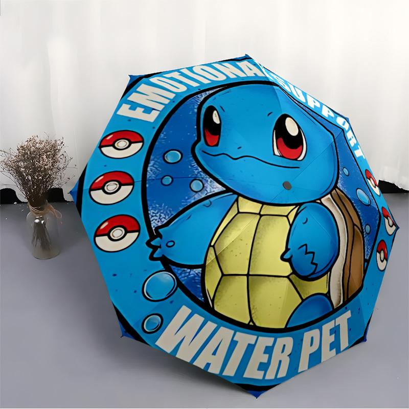 1pc Squirtle Pokémon Automatic Folding Umbrella, Automatic Folding Umbrella with 8 Ribs, Convenient for Outdoor Use  038