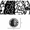1pc Left and Right Brain Science Metal Wall Art Round 24" Black Iron Sculpture Decor Modern Home Wall Room Decoration