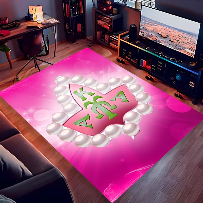 1pc AKA Logo9 Print Area Rug - Soft, Washable Non-Slip Indoor Mat for Office Chairs, Living Room, Home Office Decorative Rug
