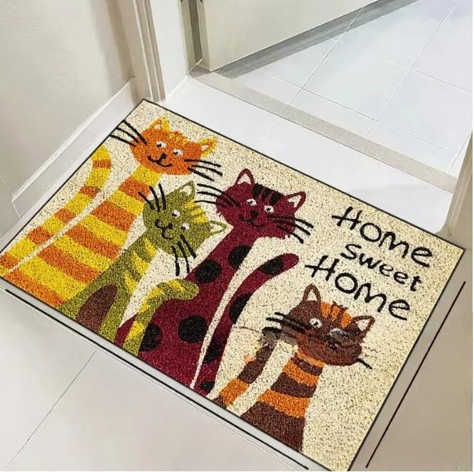 1Pcs Anti Fatigue Kitchen Rugs,Floral Black Cat Print Waterproof Non-Slip Thick Cushioned Kitchen Mat Heavy Duty Comfort Standing Mat for Kitchen