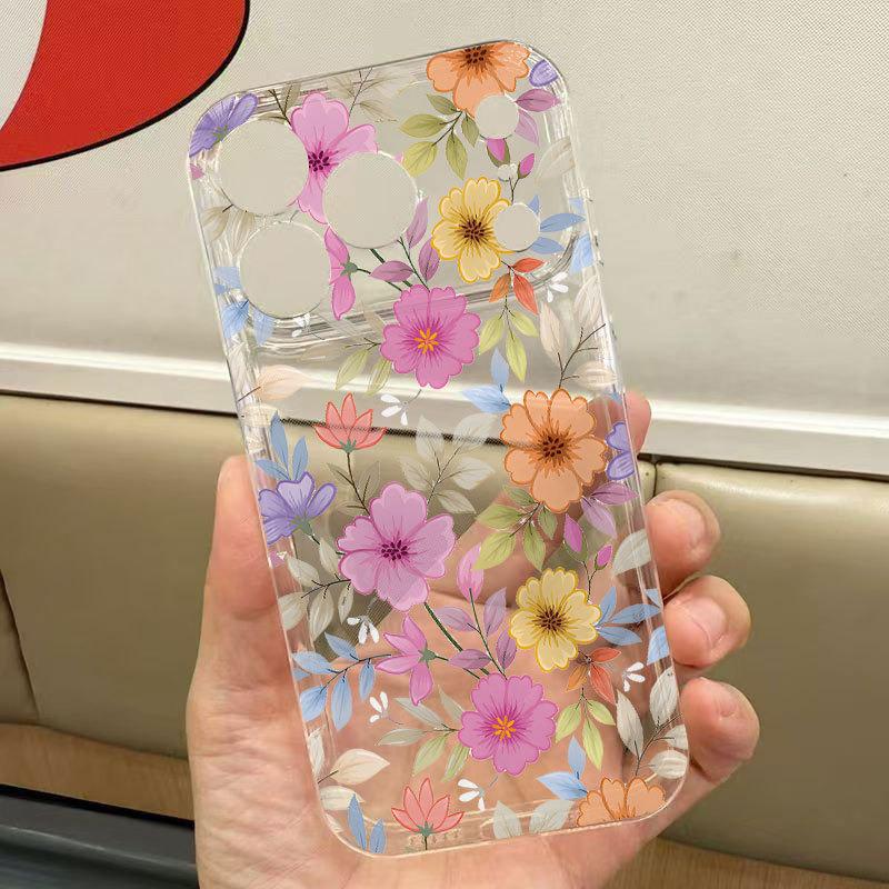 Kreslený květinový kryt na telefon pro iPhone 13-17 (Vhodné pro Apple 15pro až 16promax) - Roztomilý japonský a korejský styl pro dívky