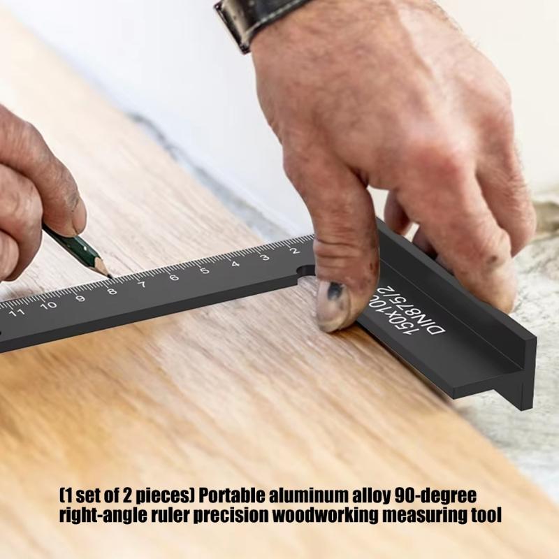 Professional Double Size 90 Degree Angles Ruler Set with Precisions Scale for Carpenter and DIY Projects Aluminum Square
