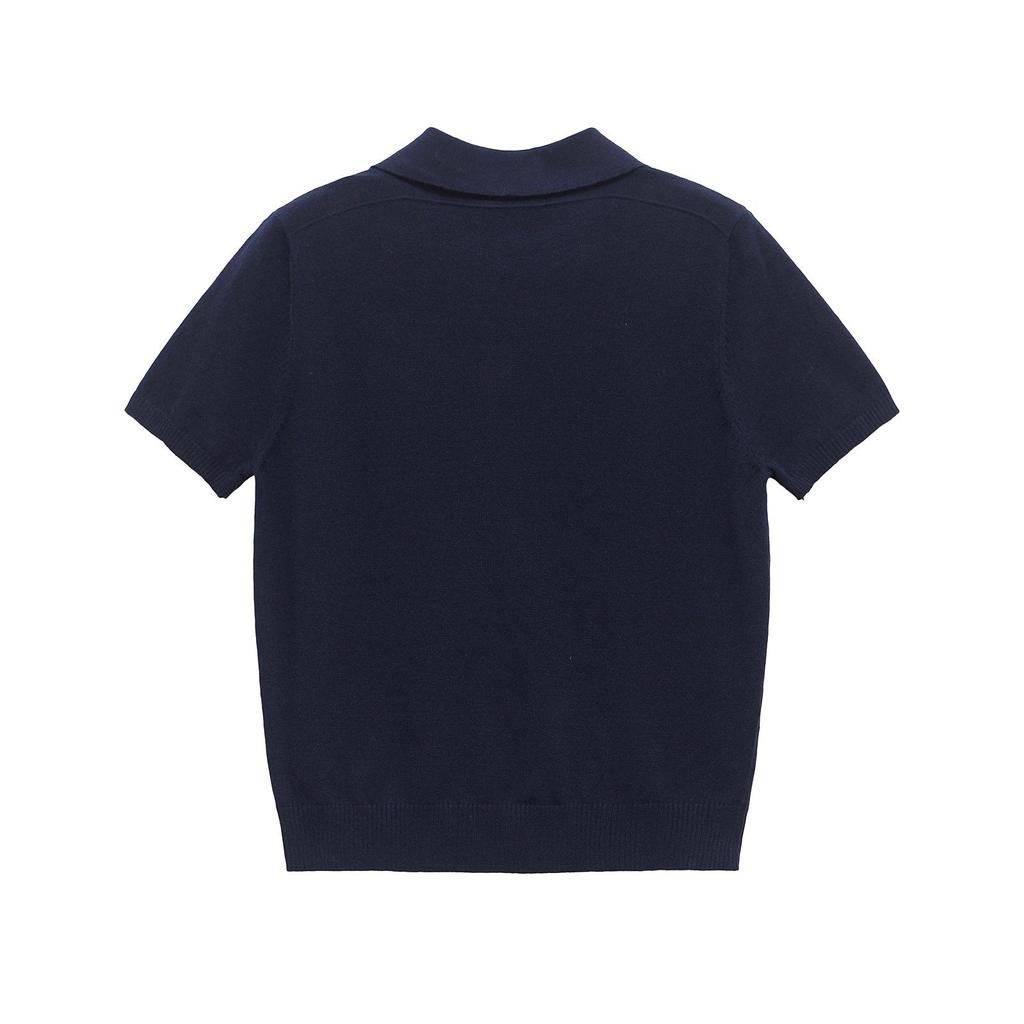 2024 Winter Women's European & American Fashion: Simple Versatile Turn-Down Collar Short Sleeve Knitwear