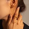  Trendy Stainless Steel Snake Chain Bow Earring Necklace for Women Stainless Steel High-Grade Delicate Jewelry Gift
