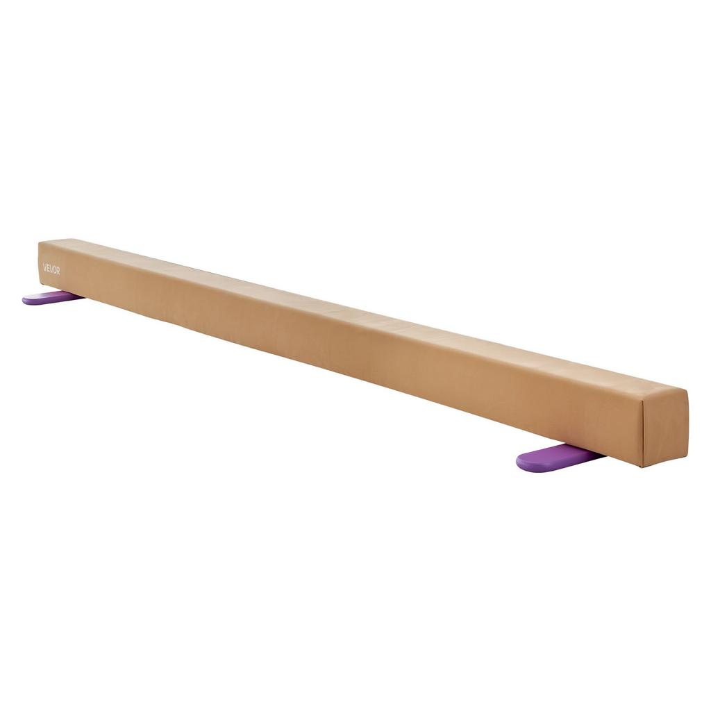VEVOR 8FT Balance Beam for Kids, 158.7 KG Stable Support Gymnastics Floor Beam with Non-Slip Wooden Mats