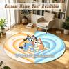 Round Rug Custom NameBluey Pattern Non Slip Carpet Home Floor Decor