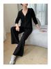 Autumn/Winter 2025 Women's Hooded Cashmere Knit Cardigan & Wide-Leg Pants Set