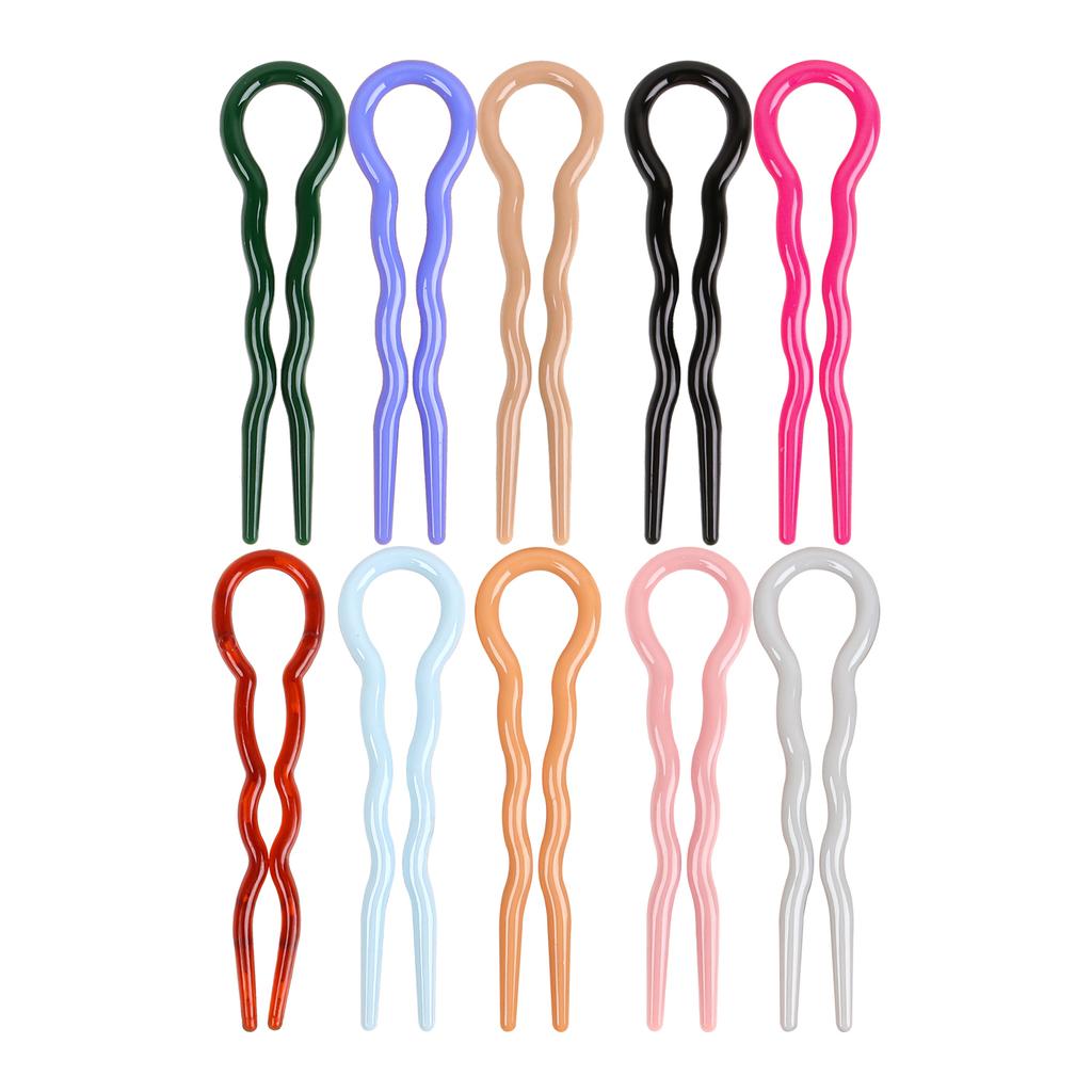 10Pcs Salon Hair Clip Waved U Shaped Plastic 3.3''Hair Sticks Barrettes Styling Hairstyle Tool Hair Accessories For Women Girls