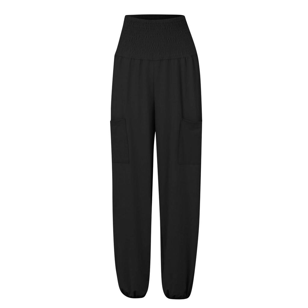 Damen Casual Hose, Farbe Hohe Taille Falten Leggings Casual Hose