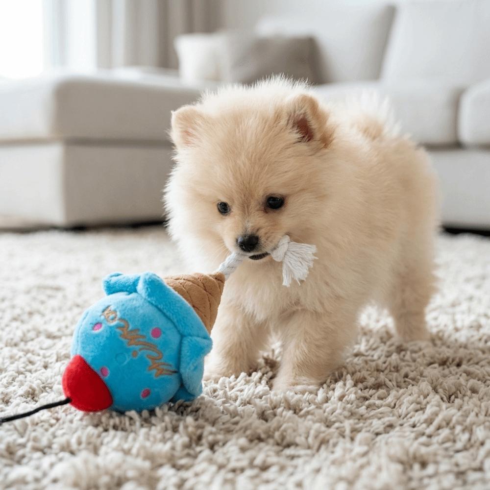 Food Shape Squeaky Pet Toy Dual Color Cat Play Toy Cute Design Ice Cream Toy For Cat
