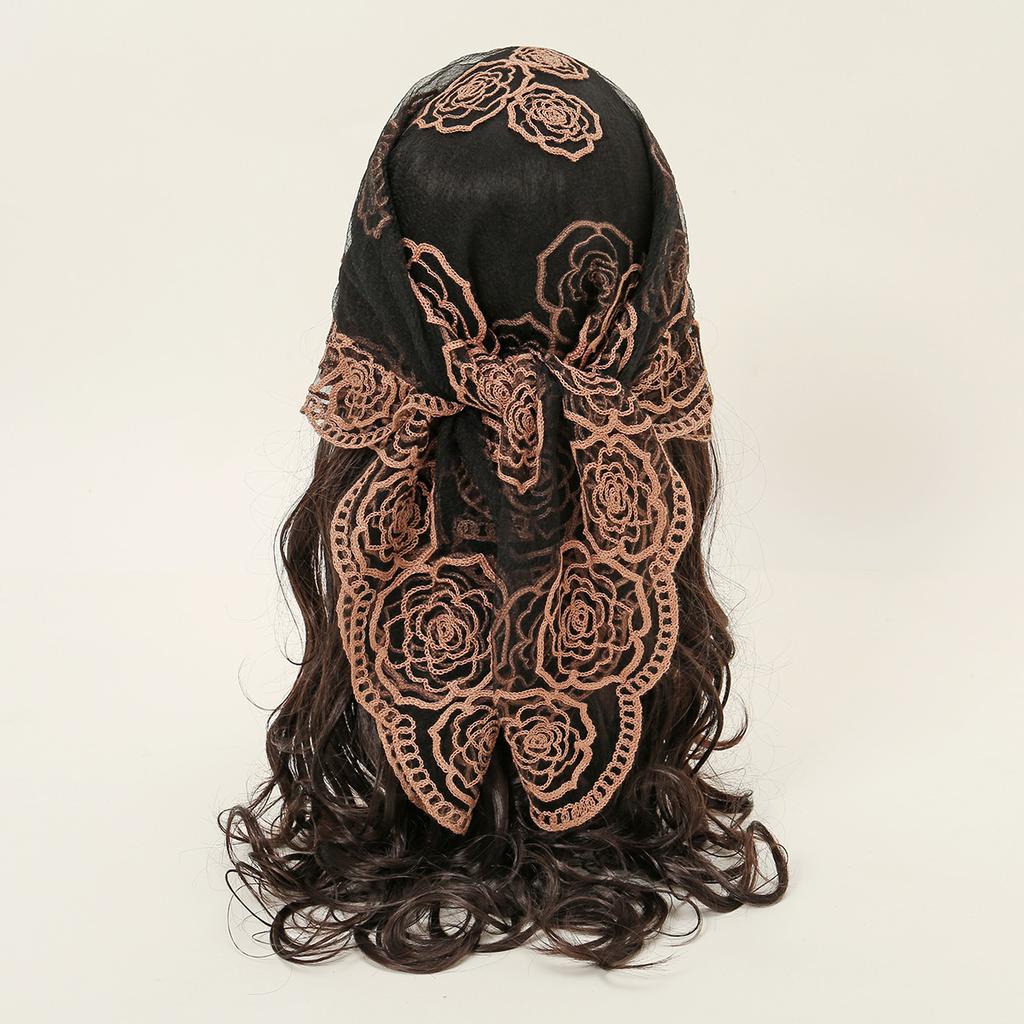 80 * 80CM Embroidered Square Scarf Decorative Silk Scarf Fashion Versatile Rose Headband