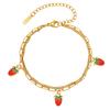 Wind Design Girl Sweet Stainless Steel Double Strawberry Cherry Bracelet, Jewelry Br-2577