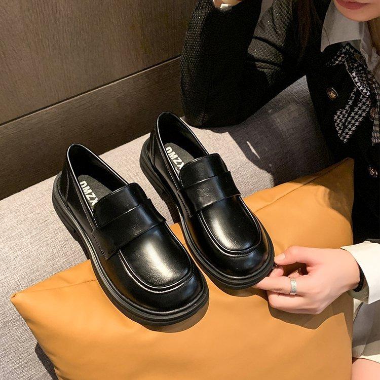 

Женские лоферы на платформе 2025 новинка ретро стиль толстый каблук маленькие кожаные туфли высокий каблук британский стиль мягкая кожа jk униформа одинарные туфли 40 чёрный