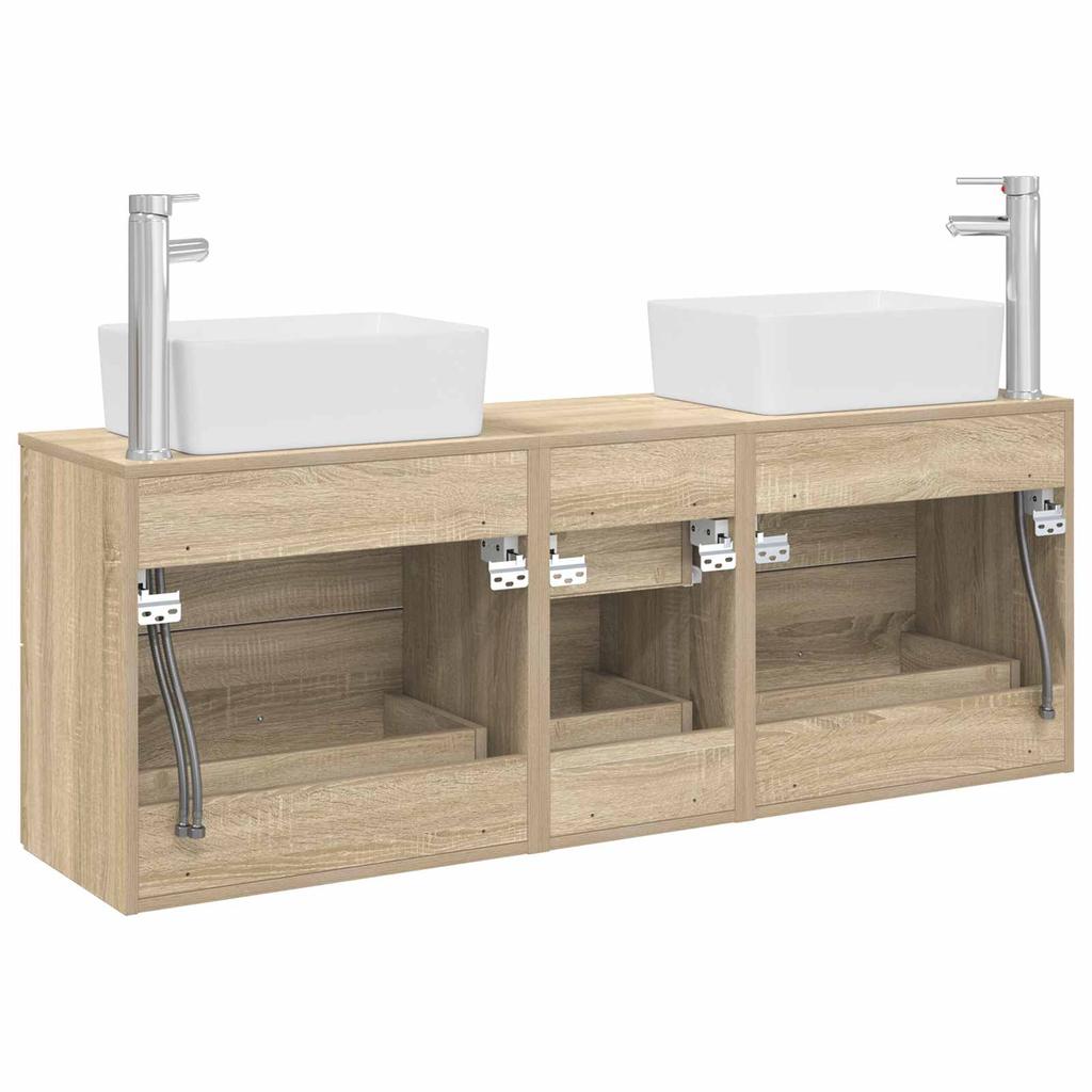 Bathroom Cabinet Set 3 pcs Sonoma Oak 136 x 35 x 80 cm