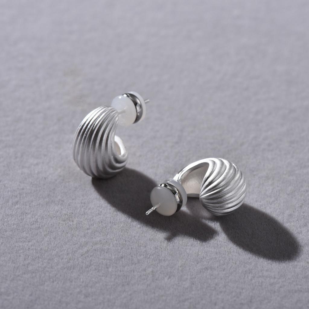 Original Design Matte Copper Platinum Plated S925 Silver Needle Stud Earrings, Niche Fashion Commuter Must Enter Earrings