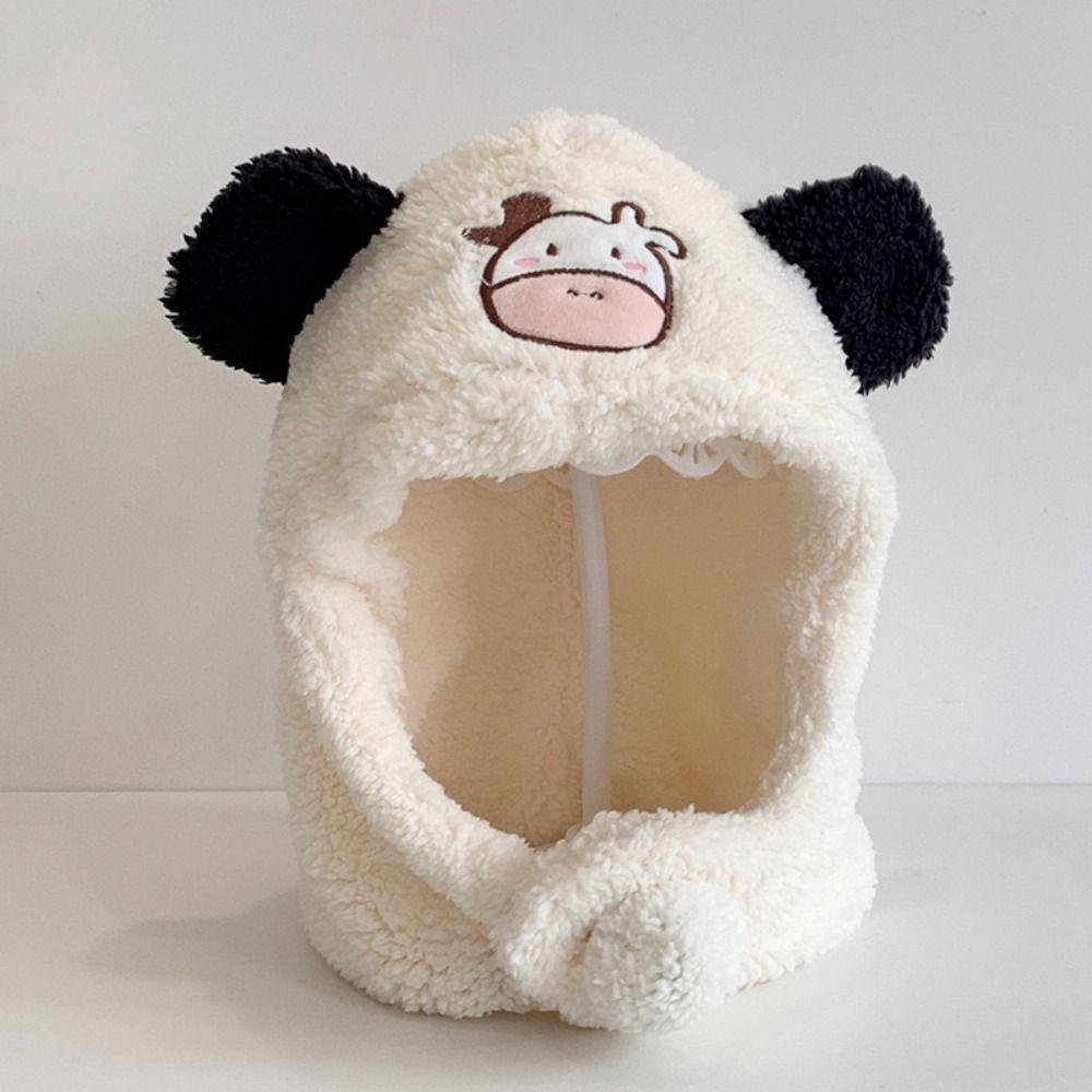 One-Piece Kids Hat Hooded Scarf Windproof Infant Beanies Cap Cute Winter Baby Hat Scarf