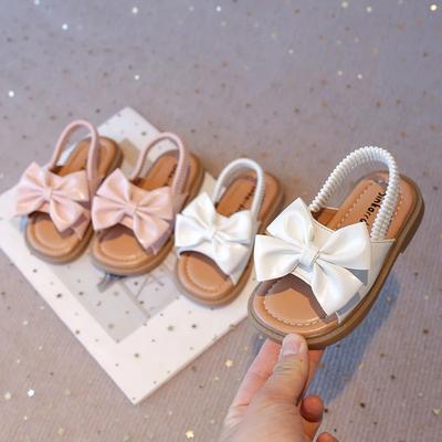 Baby Mädchen Sommer Strandschuhe mit süßer Schleife Kinder Flache Sandalen Schmetterlingsknoten Elastisches Band Weiche Offene Zehen Mode 2025 Neu