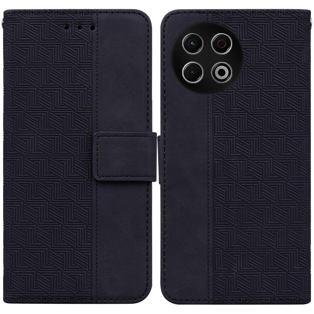 For TECNO Spark 30 Pro 4G Case Geometry Pattern Leather Wallet Phone Cover with Wrist Strap