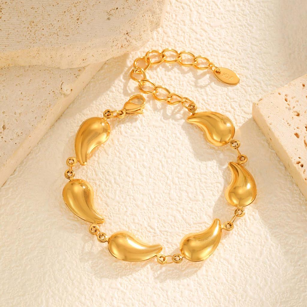 Trendy Conch Shell Cross Water Drop Bracelet for Women,Gold Plated Stainless Steel Chain Bracelets,Beach Holiday Jewelry Gifts