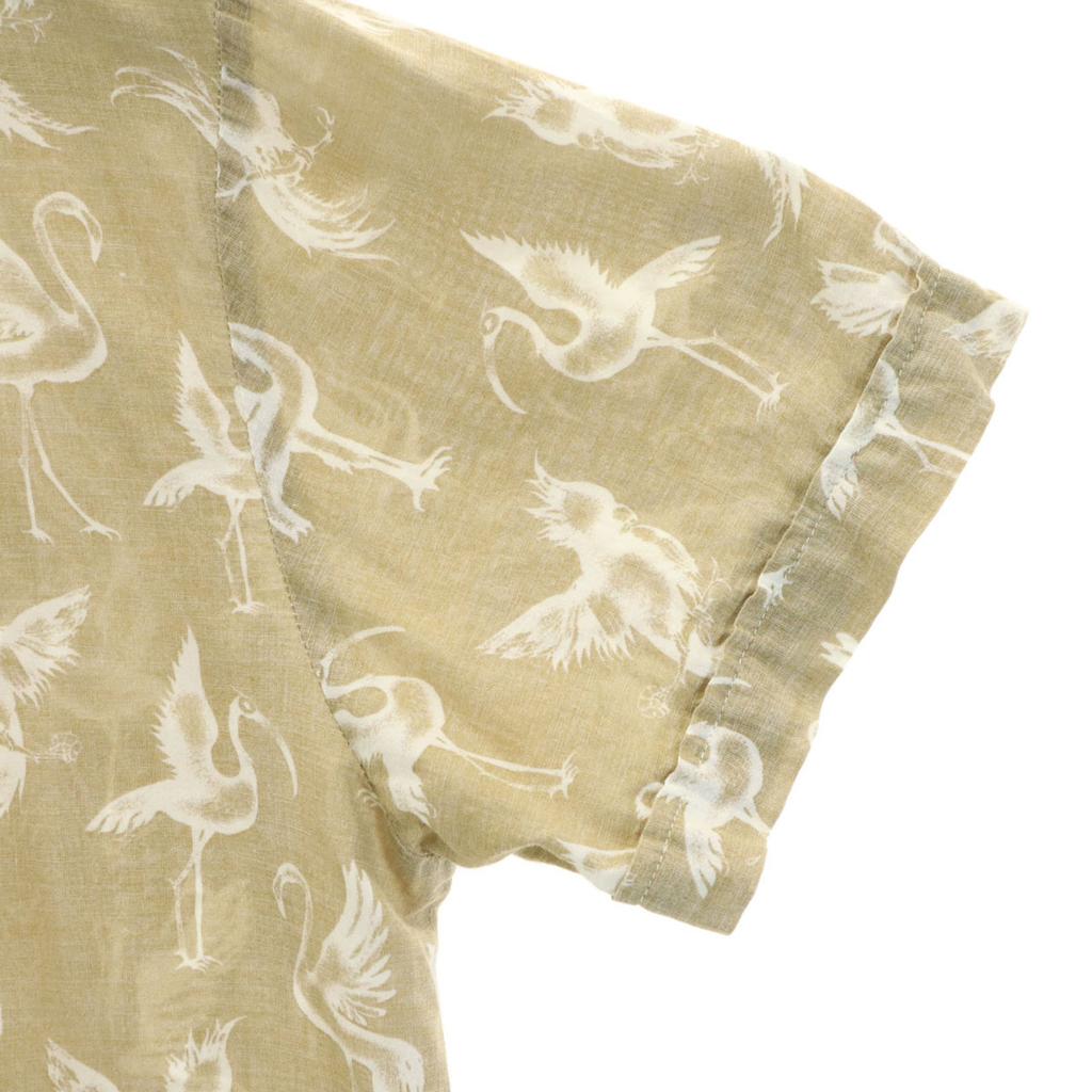 DIESEL Bird Pattern Short sleeve Cotton shirt M Khaki beige Men's Used