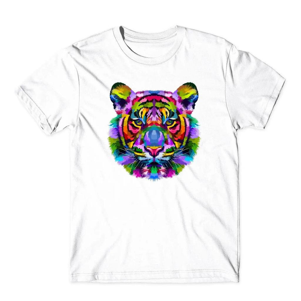 T Shirt Bunt Tigerkopf Lustig Top Vintage Graphic Fashion Comfortable Soft Streetwear Homme Stylish Slightly Breathable