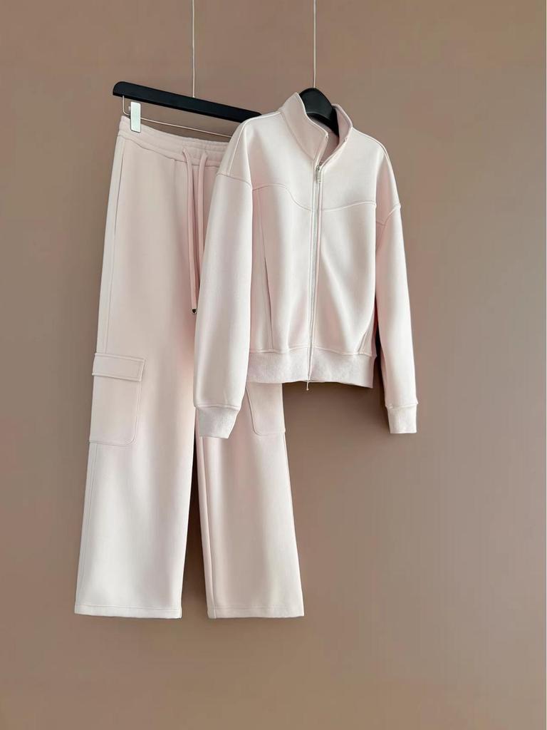 Korean-Style Women's Spring/Autumn Sportswear Set: Loose Hooded Sweatshirt & Wide-Leg Pants