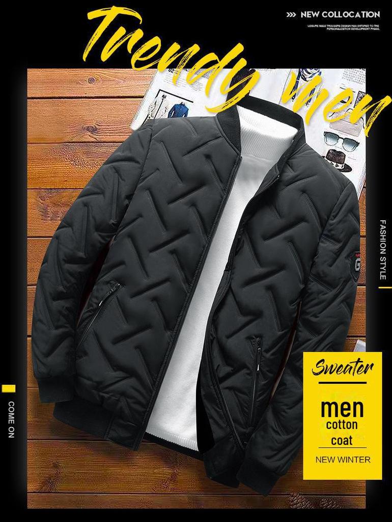 2024 Herren-Baumwollmantel mit Stehkragen – trendig, leicht, warm, Herbst-/Wintermode