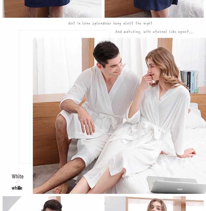 Unisex Quick-Dry Waffle Bathrobe - Lightweight, Absorbent, Ideal for Spa & Sauna