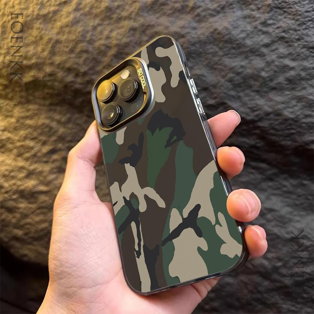 Print Camouflage Pattern Phone Case For iPhone 13 14 11 12 15 16 Pro Max Plus X XR XS Mini Colored Silver Protect IMD Hard Cover