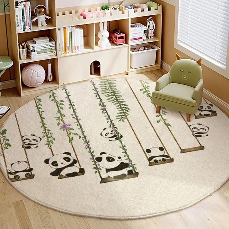 Round Short Plush Carpet Early Education Cartoon Children's Room Mat Play Area Floor Mat INS Style Mother and Baby Decor