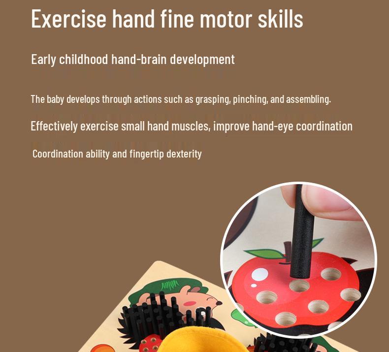 Wooden Hedgehog Puzzle for Kids: Fine Motor Skills & Sensory Training Toy