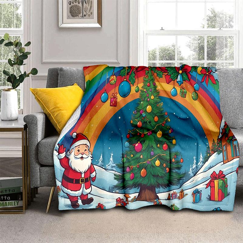 Cartoon Santa Claus Merry Christmas Snowman New Year Gift Soft Flannel Blanket for Beds Bedroom Sofa,Throw Blanket for Cover