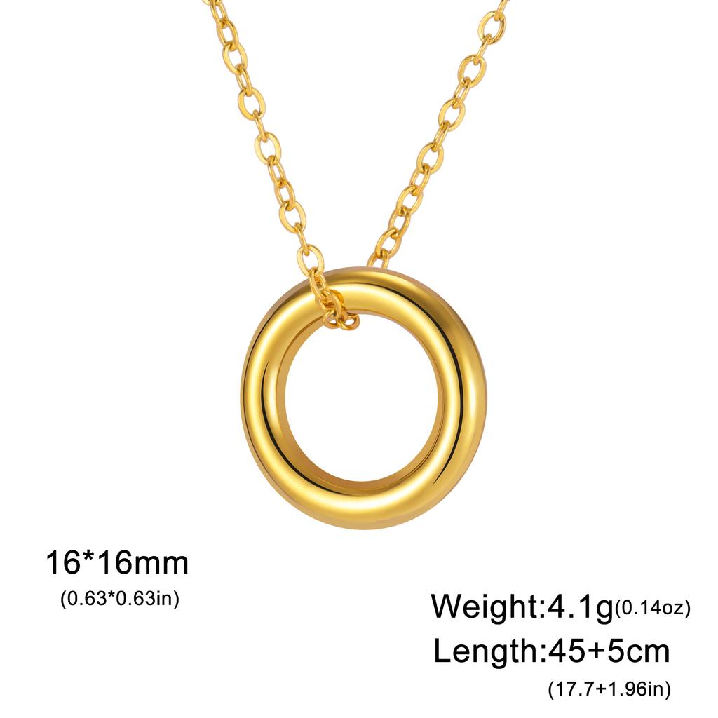 Teamer Minimalist Round Rectangle Pendant Necklace for Women Girls Stainless Steel Trendy Geometric Choker Daily Office Jewelry