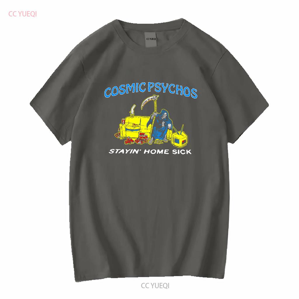 Cosmic Psychos Band Rock Stay Home Sick Schwarzes T-Shirt S 5XL Q1675 Lang- oder Kurzarm Vintage Gewaschen Leicht Streetwear