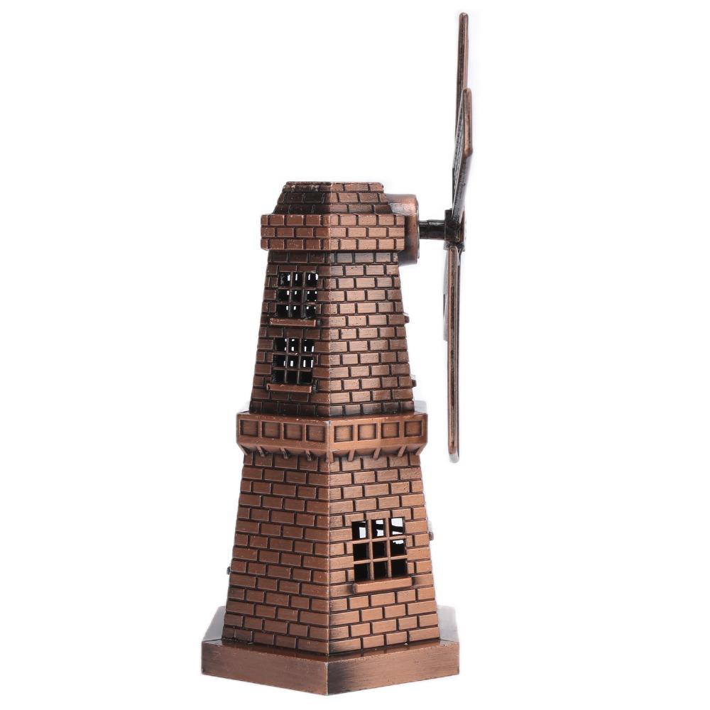 1pcs Red Bronze Windmill Decor Metal Construction Windmill Ornament Windmill Model Home Office