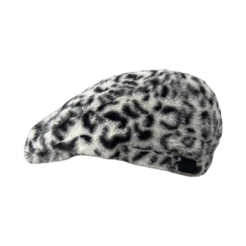 

Популярный плюшевый леопардовый берет для взрослых, шляпа художника, весенняя куполообразная шляпа, шляпа для фотосессий для девочек, толстые теплые шапки для зимы белый