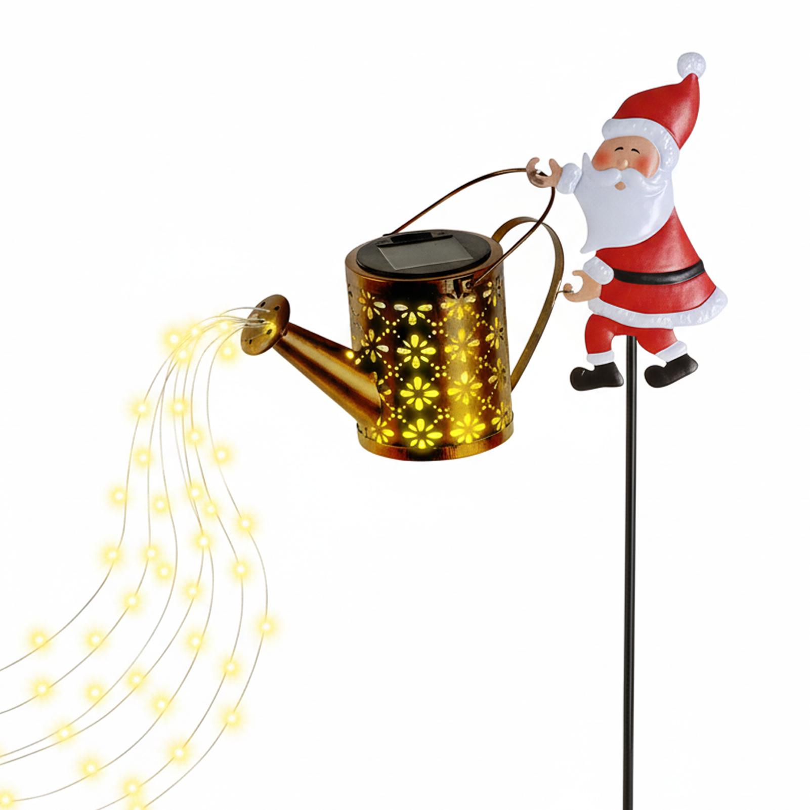 

Solar Santa Claus Kettle Light Solar Powered Waterproof Metal Hanging Garden Decoration for Christmas Outdoor Warm LED Lights
