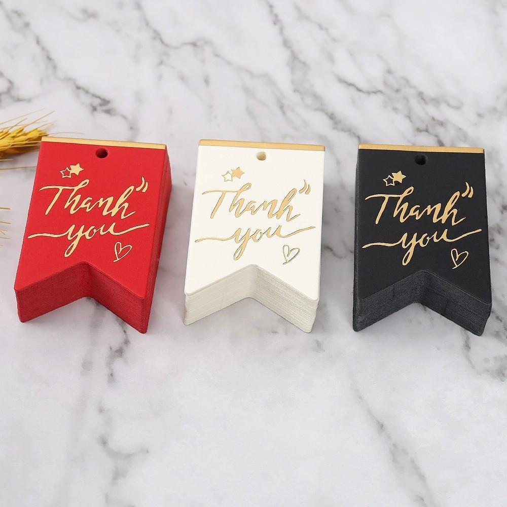 100pcs Bronzing Stamping Thank You Tags Handmade Packing Labels Gift Tags  Festive & Party Supplies