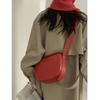 Red PU Bag Women's New Trendy Retro Saddle Bag Niche Versatile Ins One-shoulder Crossbody Bag Women