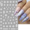 6 Sheets Xmas Snowflake Nail Art Stickers Decals designed for Cold Season Theme: White French Manicure Designs Elk plus Snowball Patterns