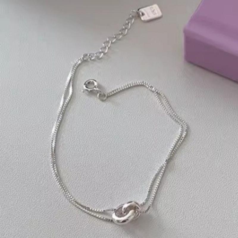 Fashion Double Layered  Color Necklace Punk Simple Smooth Linked Ring Circles Geometric For Women Girl Fine Jewelry Gift