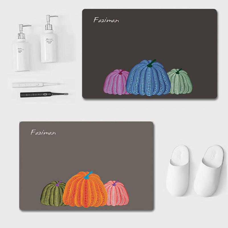 Minimalist Quick-Dry Absorbent Diatomaceous Earth Bathroom Floor Mat - Non-Slip, Wear-Resistant Foot Pad for Toilet Entrance