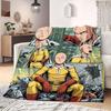 One Punch Man Modern 2D Print Flannel Blanket, Anime Design for Bedroom, Cozy Travel Picnic Throw Blanket_LIAN