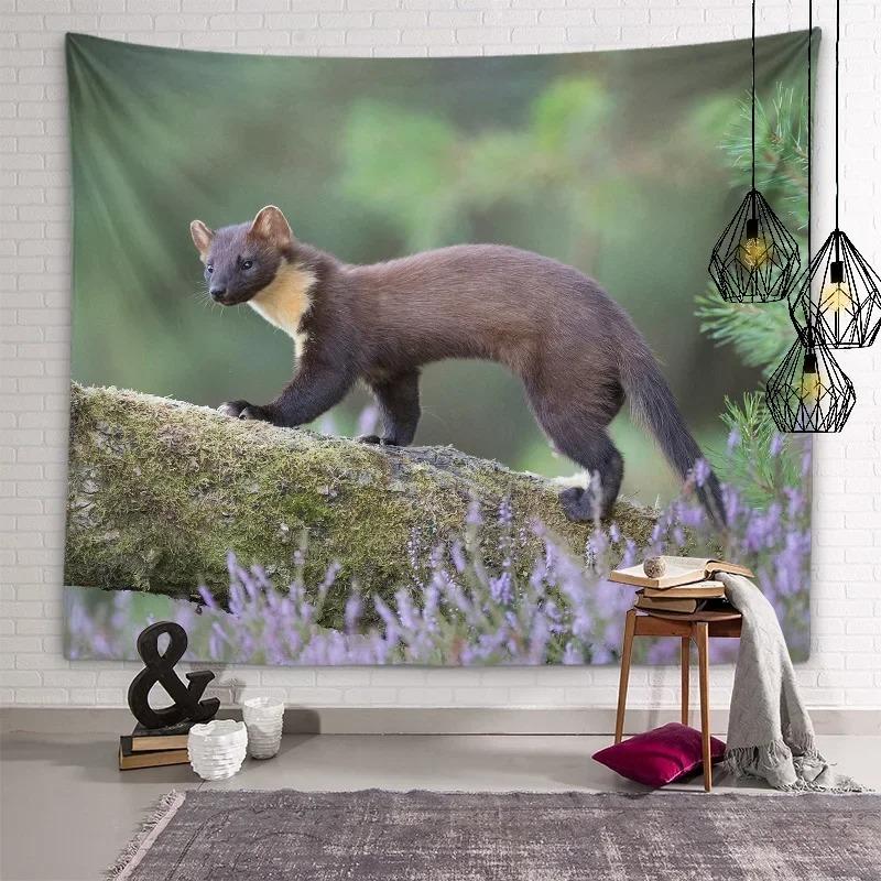 Cute Mink Animal Decorative Tapestry Home Wall Living Room Office Decorative Tapestry