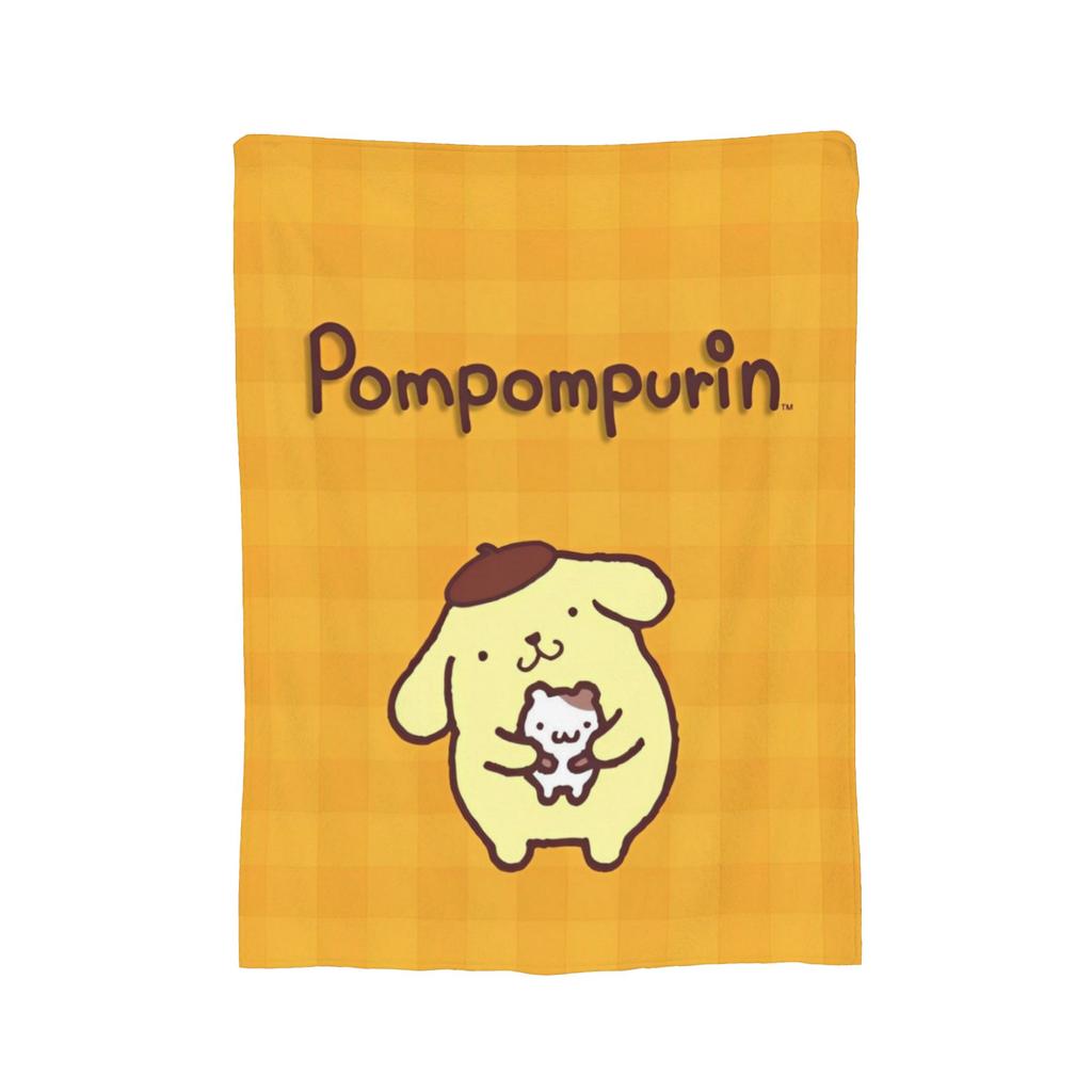 Cute Pom Pom Purin Pattern Blankets Flannel Summer Air Conditioning Breathable Soft Throw Blanket for Home Bedroom Bedspread