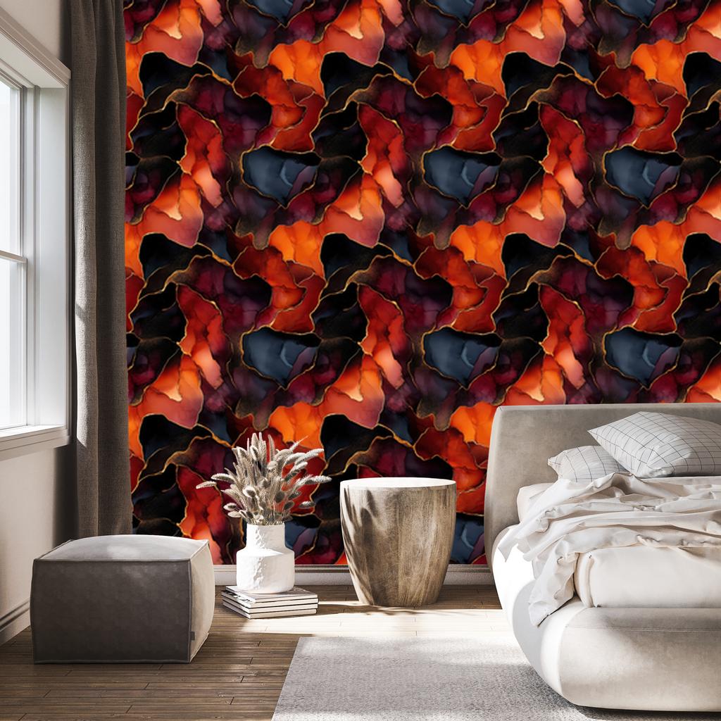Ink Wallpaper Black and Red for Living Room and Bedroom 50x1000