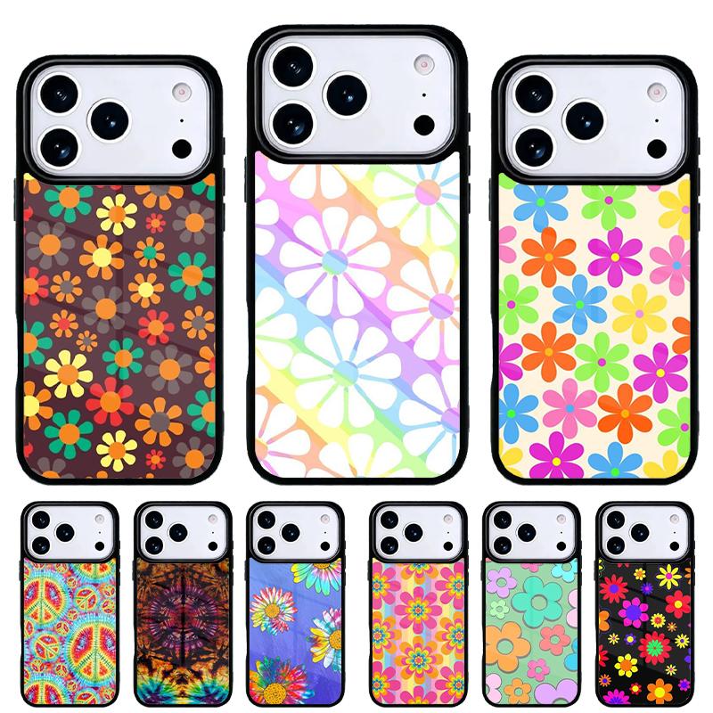 Hippie Daisy Tie-dye Flower Phone Case for iPhone 17 16 15 14 13 Pro Max Back Cover for 12 11 Pro Coque
