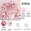 97PCS Pink, White, Red, Gold Latex Balloon Set Suitable for Birthday Parties, Weddings, Valentine's Day Party Decorations